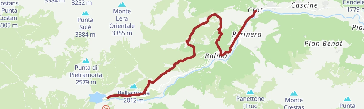 Route map: Trek Calcante: Tappa 4 Frazione Crot (Posto Tappa GTA)